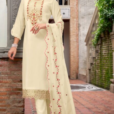 Silk Suit Set with Premium Handwork and Organza Dupatta