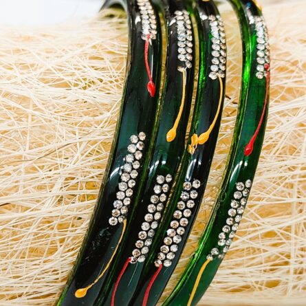 Meenakari Glass Bangles with Zircon Stone Work
