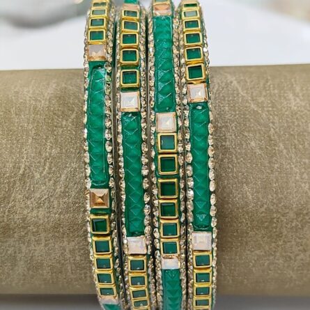 Borosil Glass Bangles with Kundan & Zircon Work