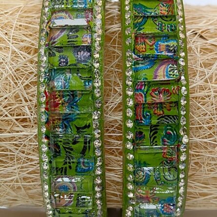 Floral Mosaic Borosil Glass Kada Bangles
